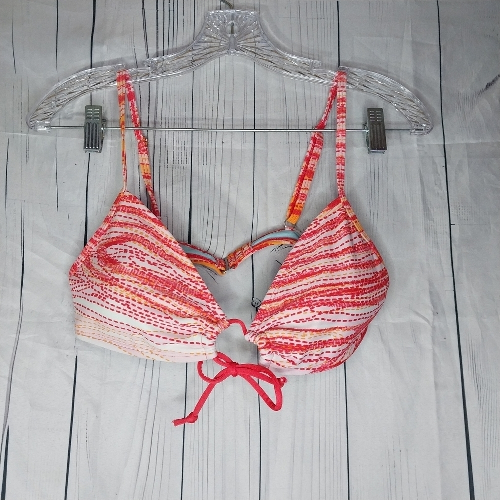 Athleta Zanzibar Scrunch Striped Bikini Top Size S